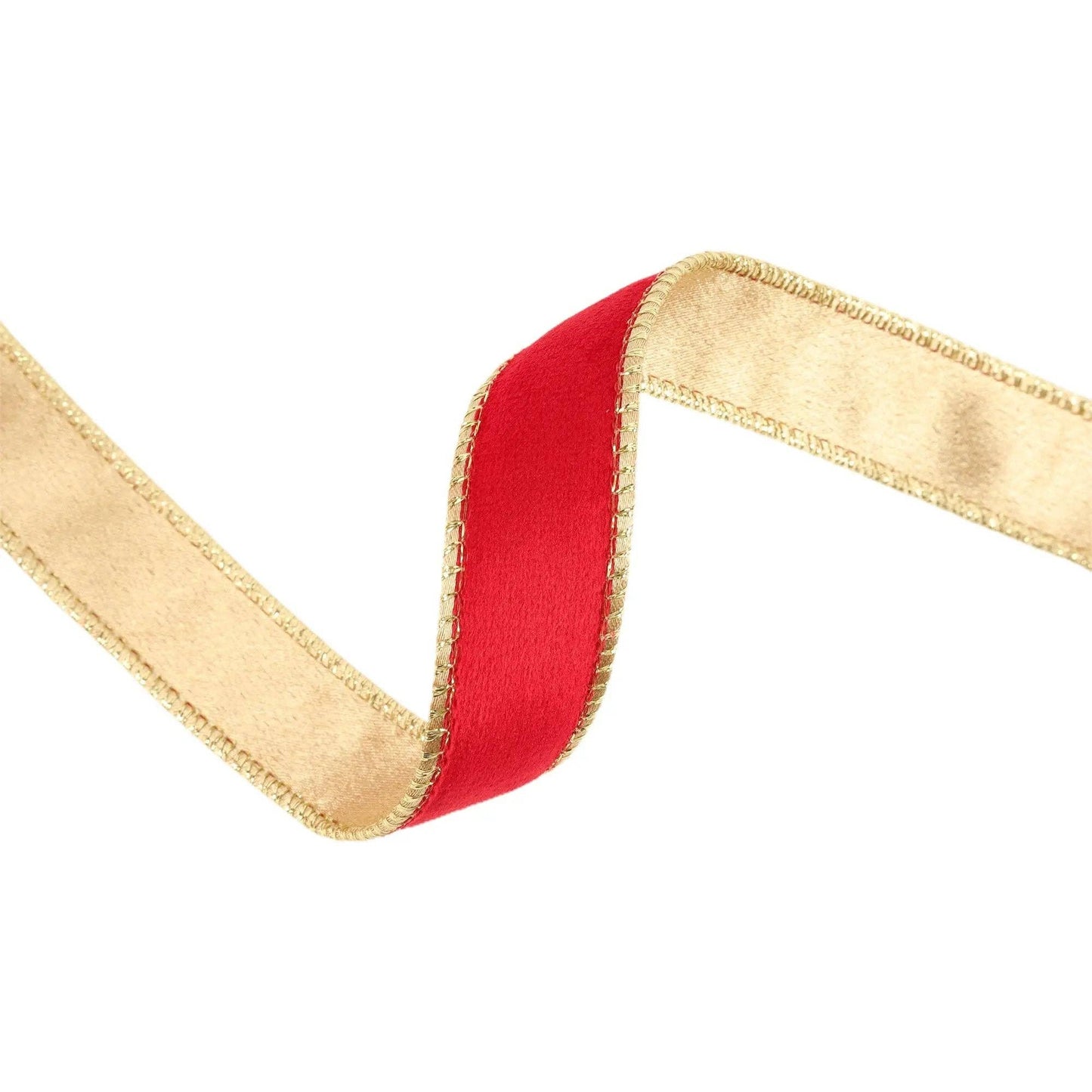 1" Red/Gold Velvet Wired Ribbon