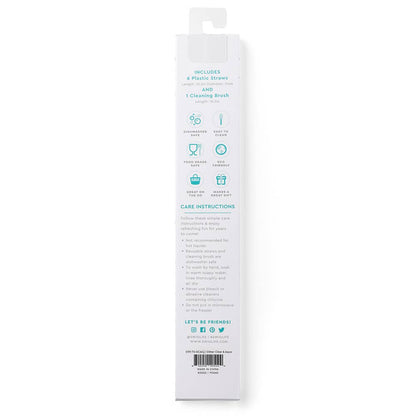 Glitter Clear + Aqua Reusable Straw Set - The Sandy Santa