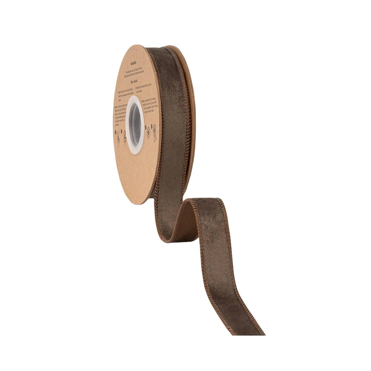 1" Reversible Classic Velvet Wired Ribbon Brown