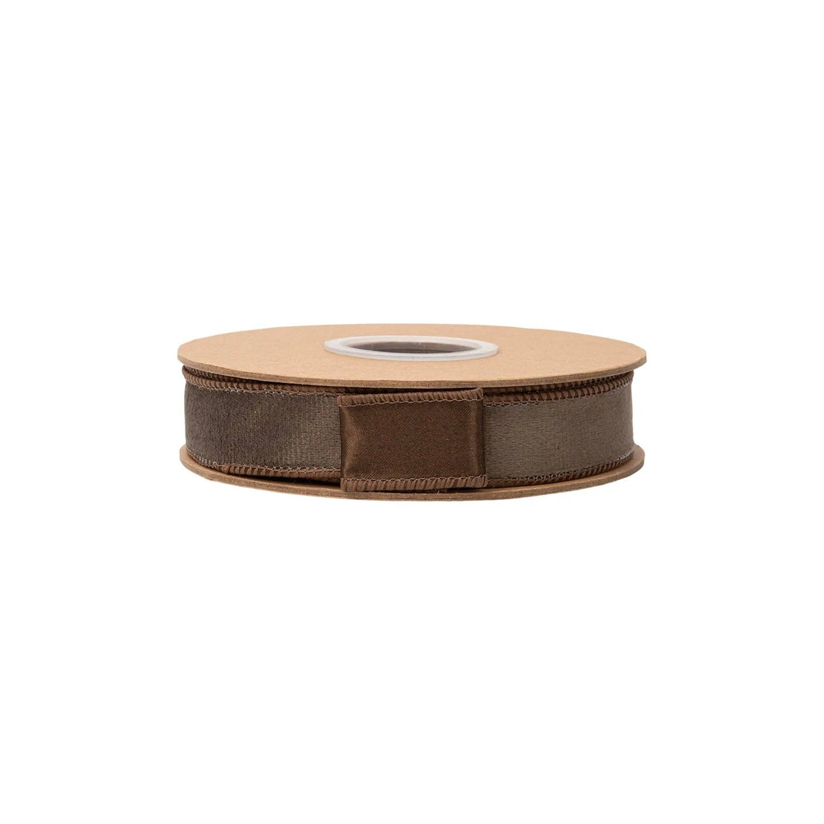 1" Reversible Classic Velvet Wired Ribbon Brown