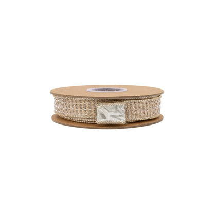 1" Gold and Champagne Striped Glitter Ribbon