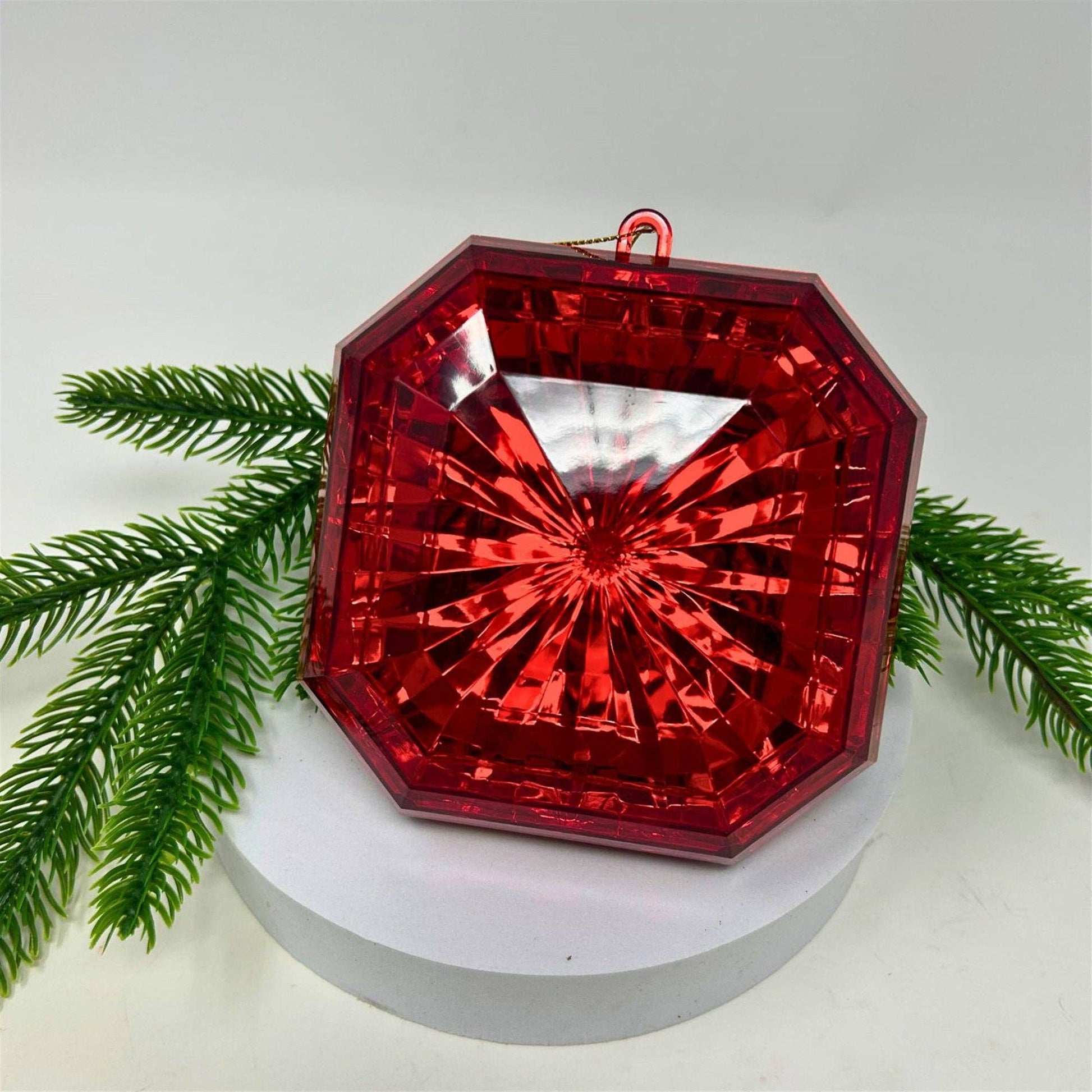 Red Square Diamond Ornament - The Sandy Santa