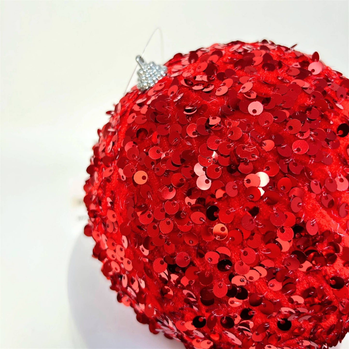 Red Sequin Ball Ornament - The Sandy Santa