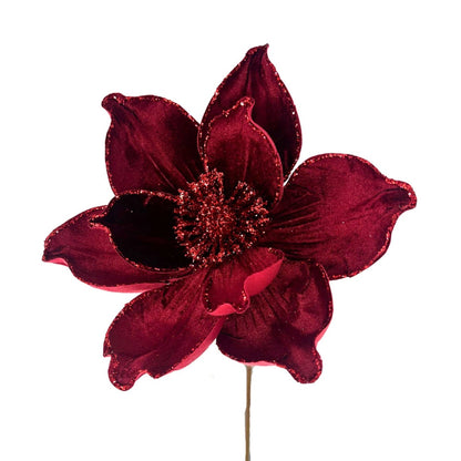 Deep Red Velvet Magnolia Stem