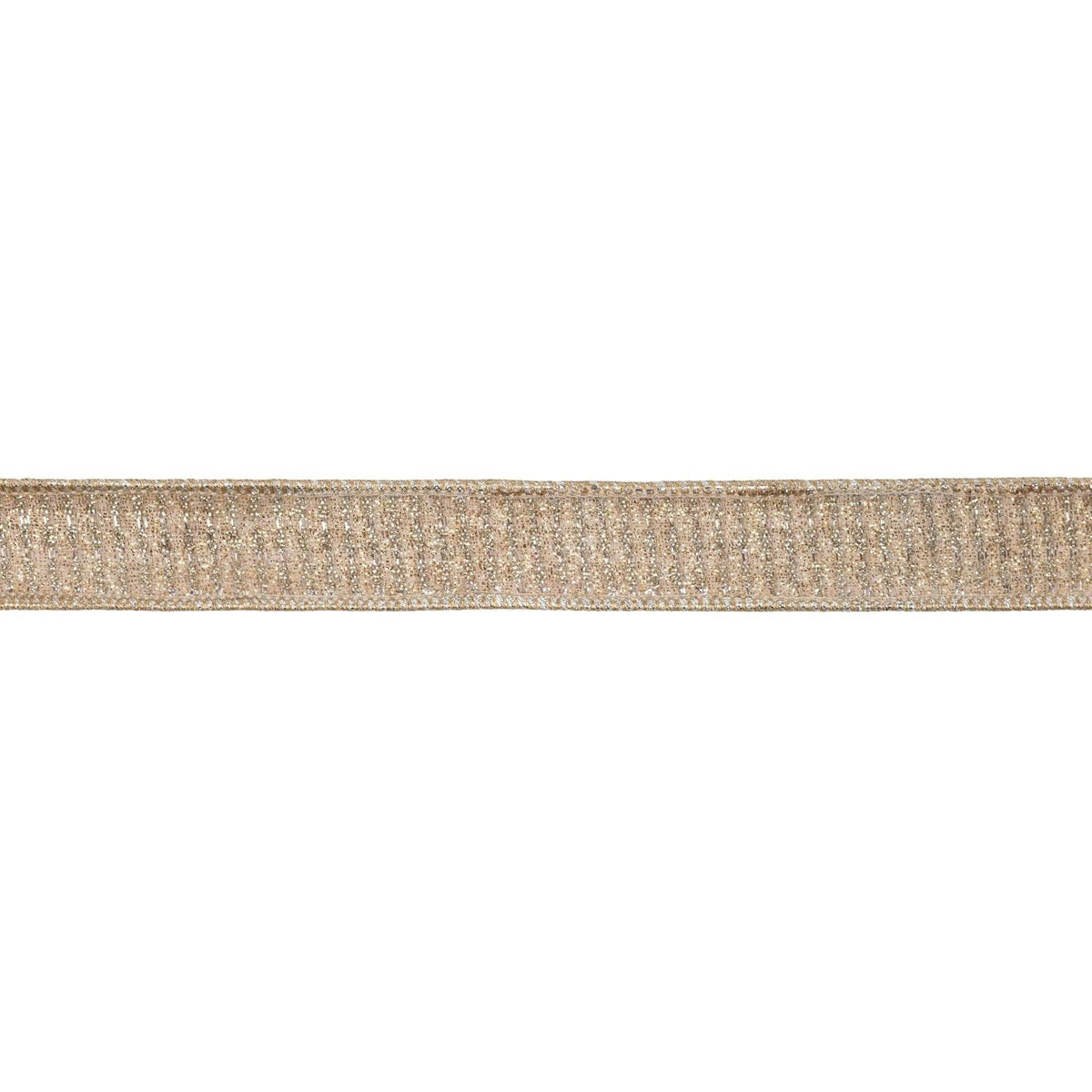 1" Gold and Champagne Striped Glitter Ribbon