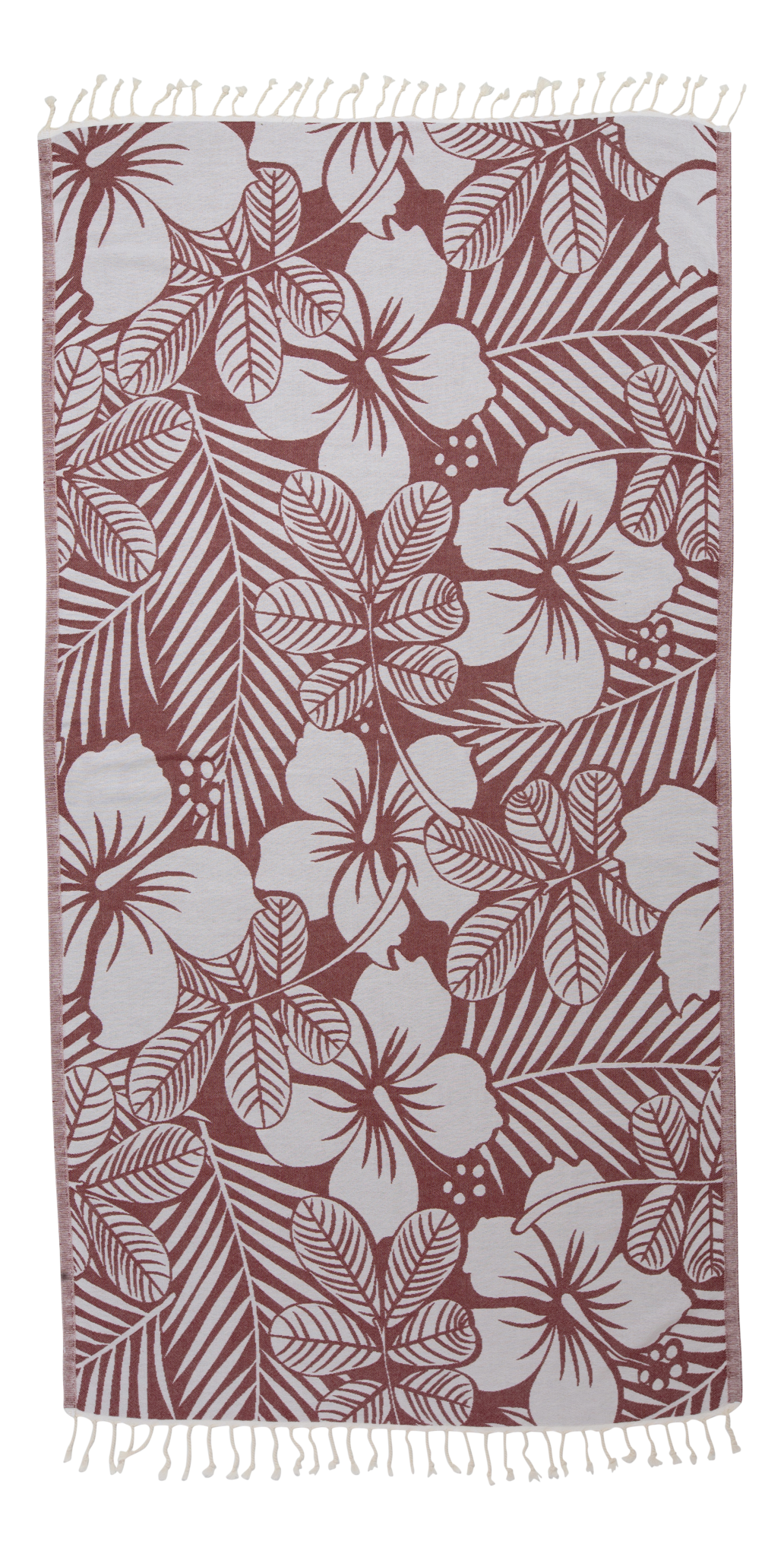 Hawaiian Flower Reversible Cotton Turkish Towel, Red - The Sandy Santa