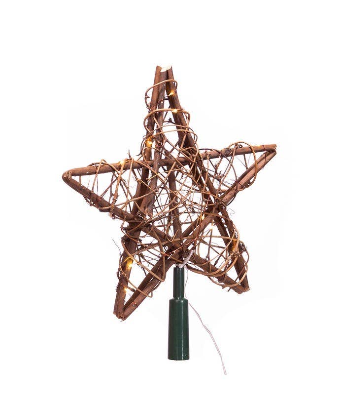 Fairy Lite Rattan Star Tree Topper - The Sandy Santa