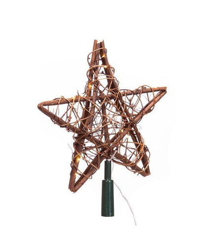 Fairy Lite Rattan Star Tree Topper - The Sandy Santa