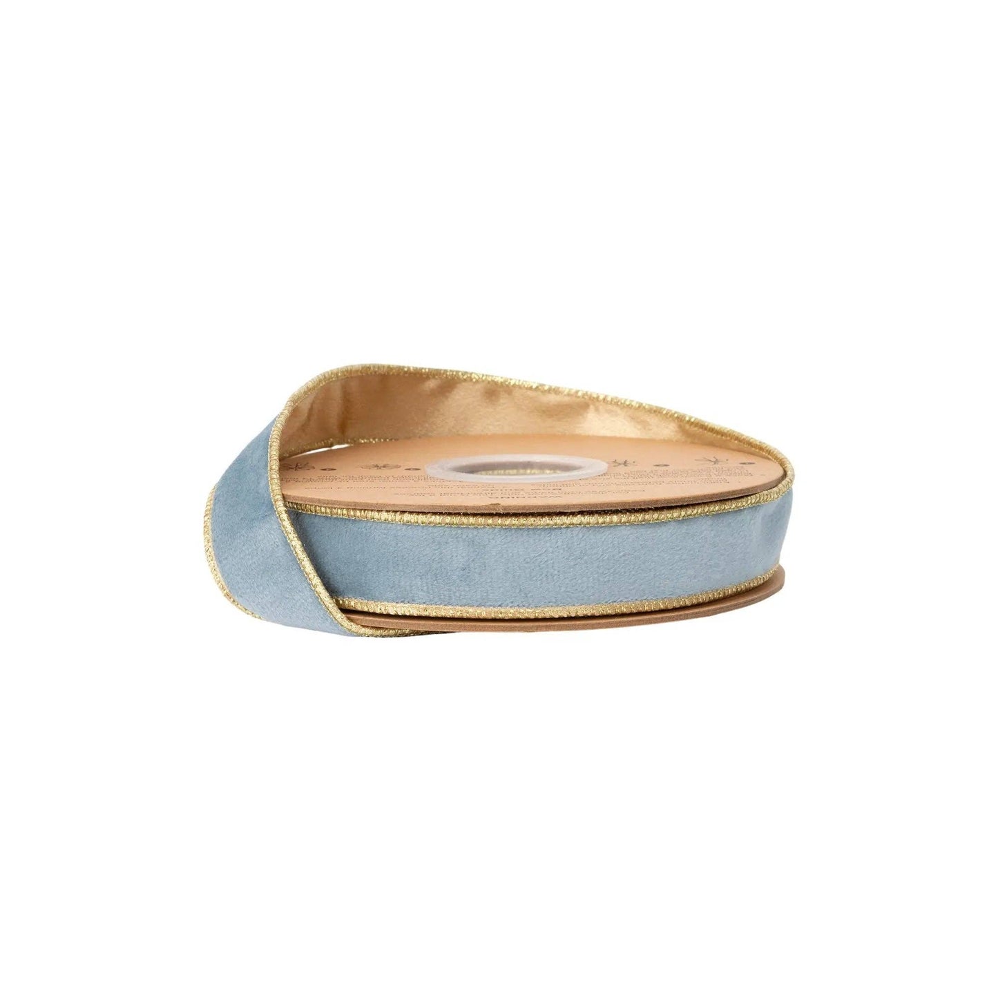 1" Capri Blue/Gold Velvet Wired Ribbon