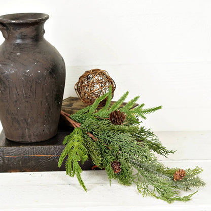 Soft Touch Pine Pick w/Pinecones - The Sandy Santa