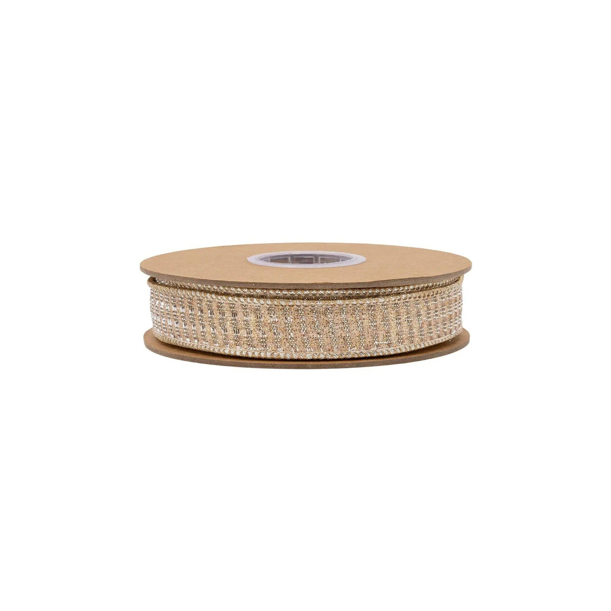 1" Gold and Champagne Striped Glitter Ribbon