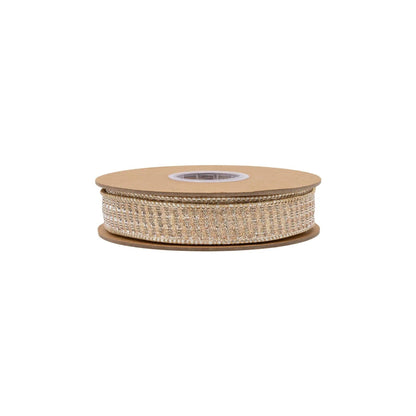 1" Gold and Champagne Striped Glitter Ribbon