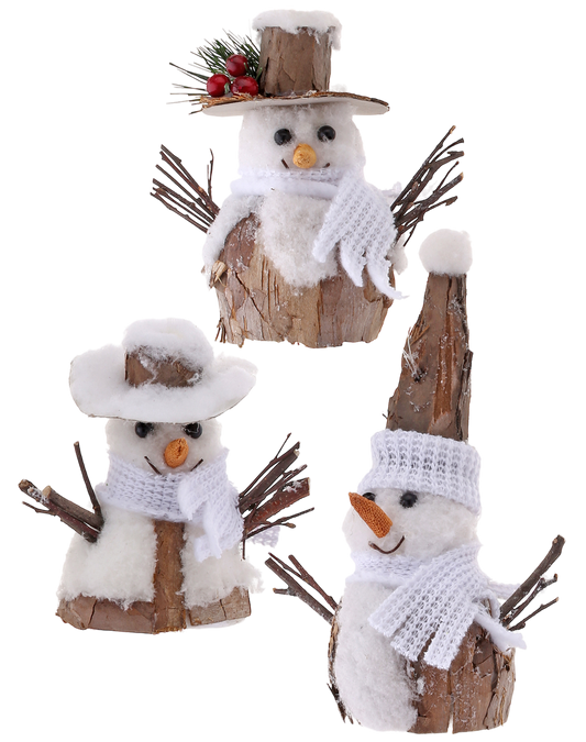 Natural Snowman Ornaments S/3 - NEW - The Sandy Santa