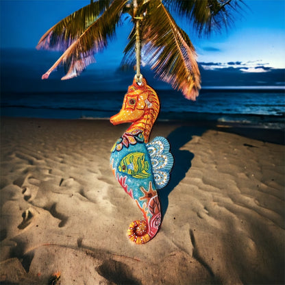 Seahorse Wood Christmas Ornament - The Sandy Santa