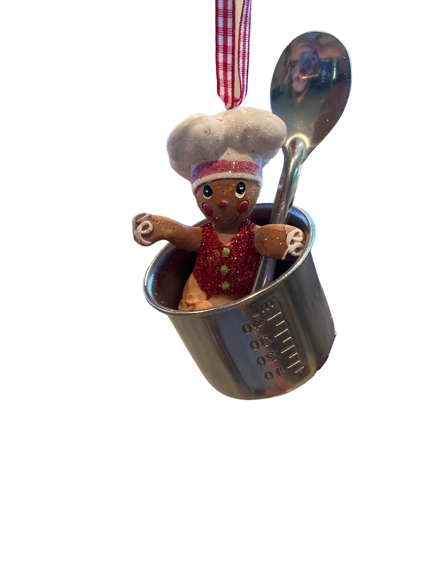 Resin Gingerbread Ornament, Measuring Cup - The Sandy Santa