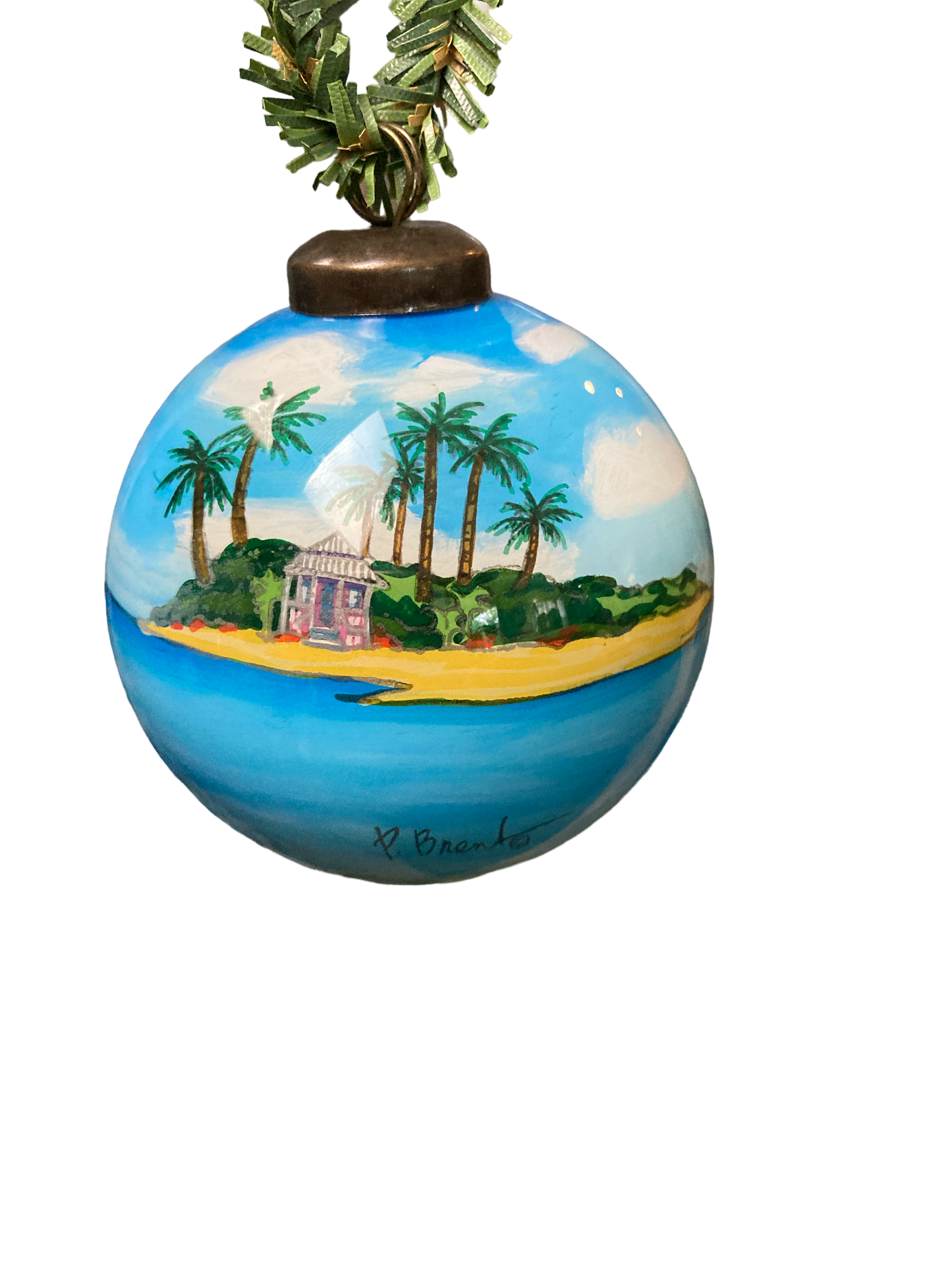 Santa Express Hand Painted Glass Hanging Ornament - The Sandy Santa