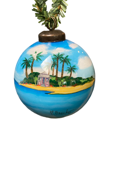 Santa Express Hand Painted Glass Hanging Ornament - The Sandy Santa