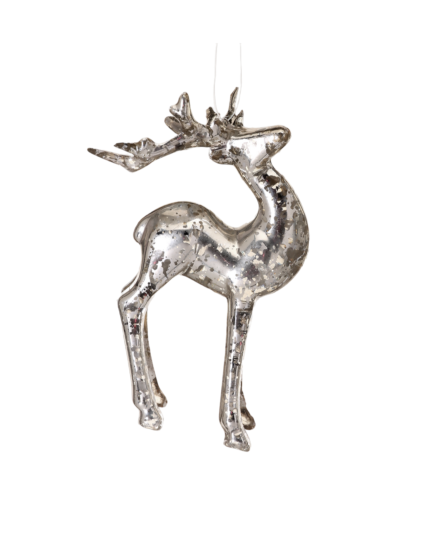 Acrylic Silver/Mercury Deer Ornament - The Sandy Santa