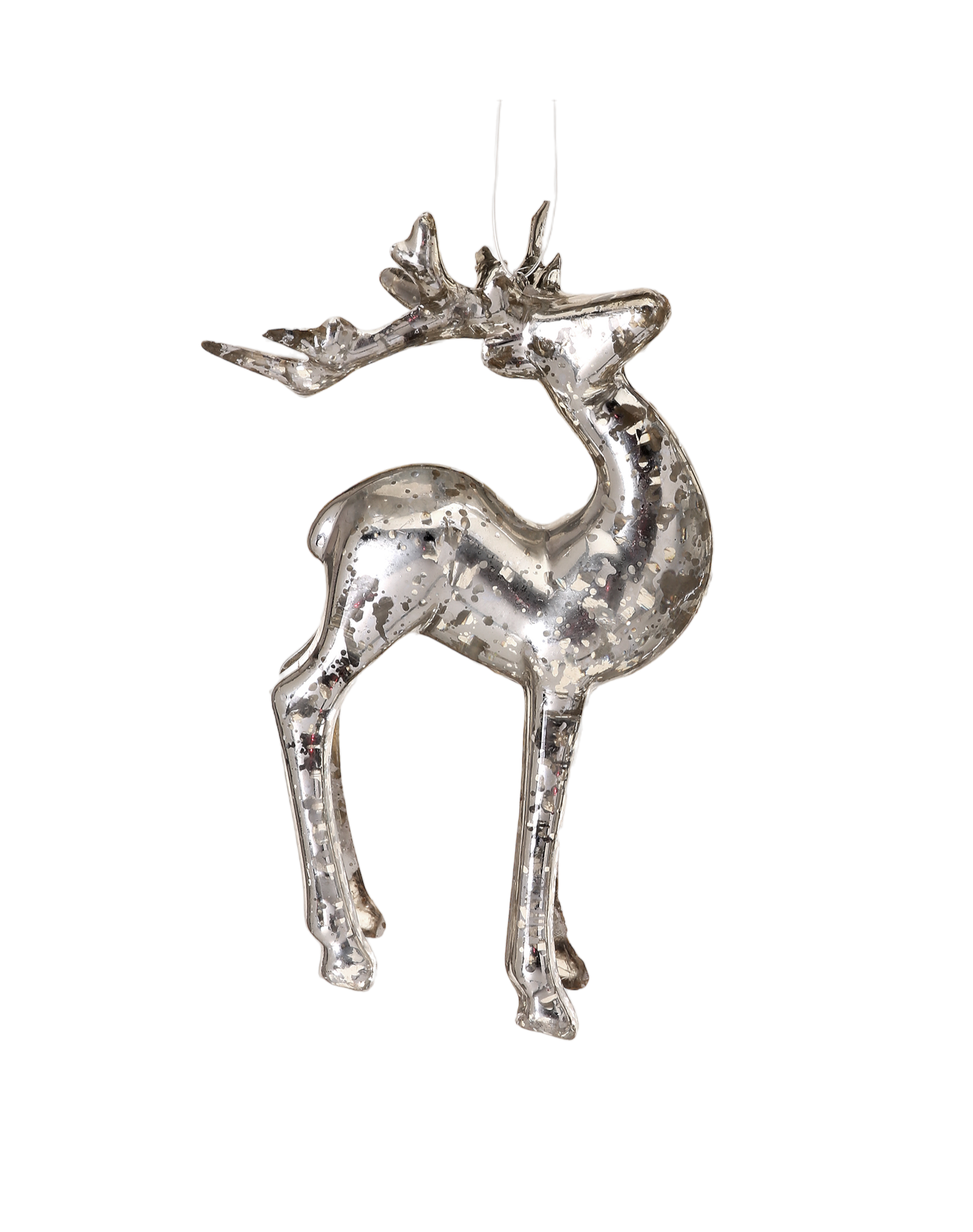 Acrylic Silver/Mercury Deer Ornament - The Sandy Santa