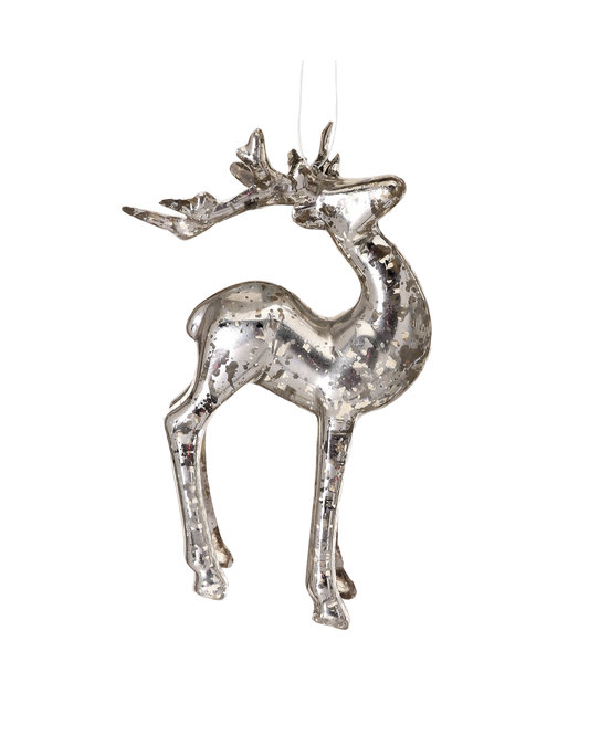 Acrylic Silver/Mercury Deer Ornament - The Sandy Santa