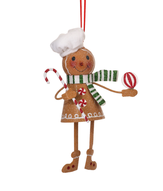 Metal Frosty Gingerbread Ornament - The Sandy Santa