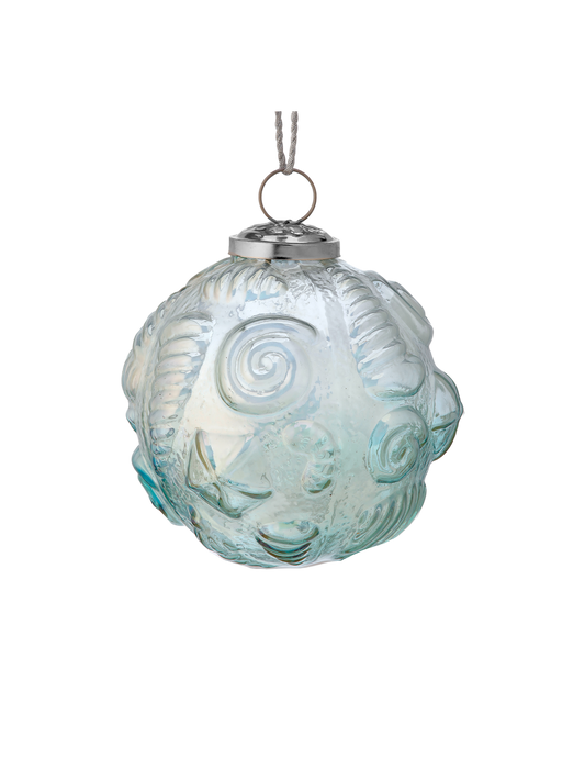 Glass Barnical Ornament w/Shells - The Sandy Santa