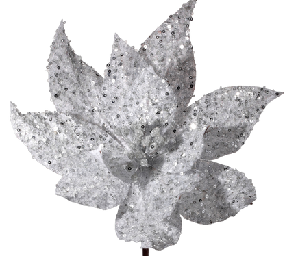 Silver Glitter Poinsettia