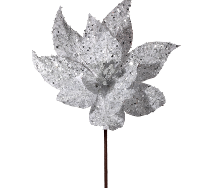 Silver Glitter Poinsettia