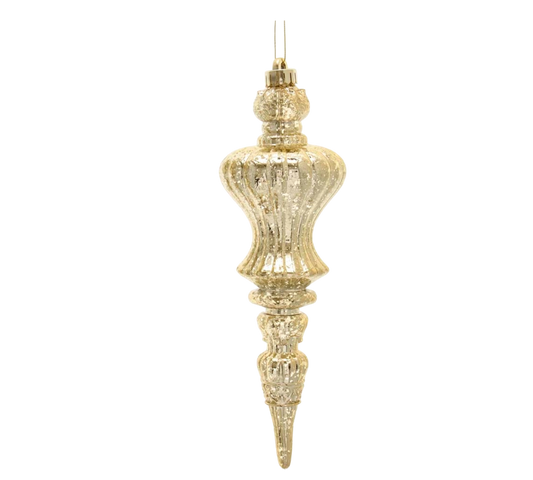 12" Gold Finial Ornament - The Sandy Santa