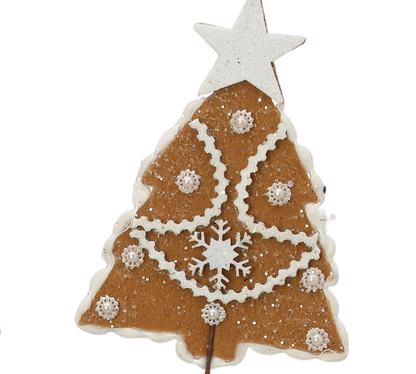 Brown Frosted Gingerbread Tree Spray