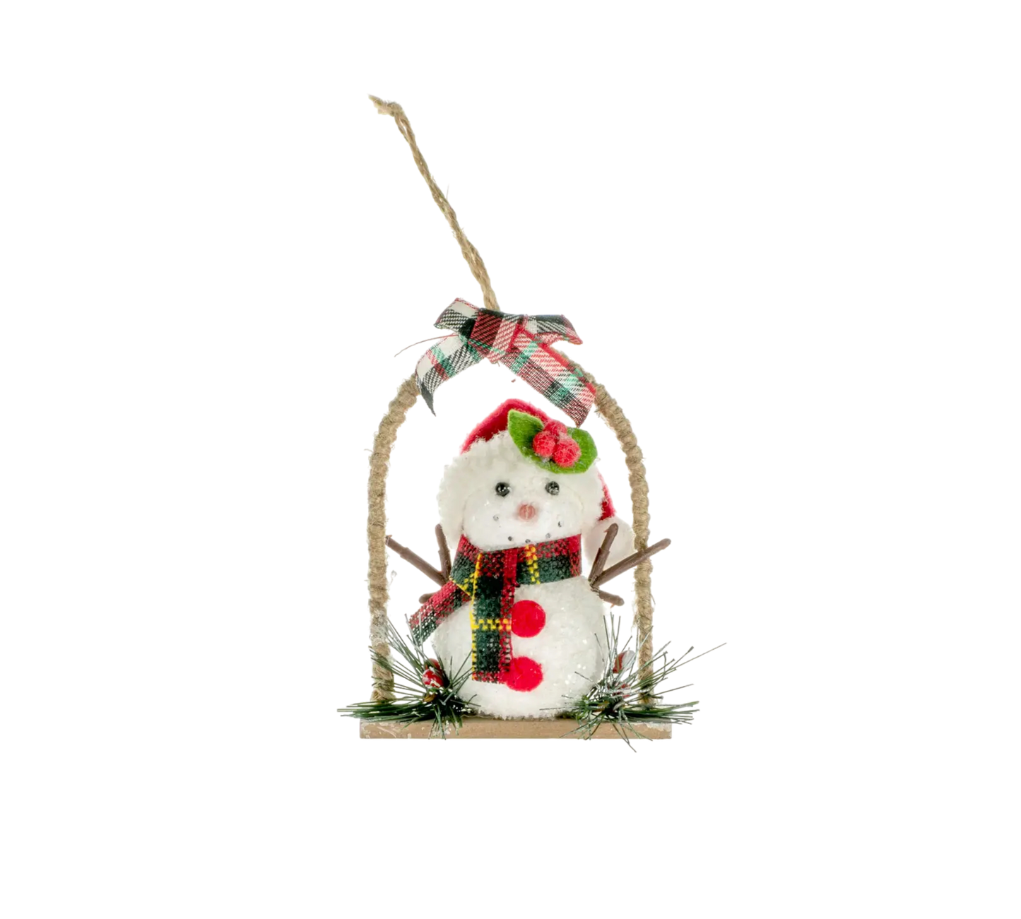 Brown Snowman Swing Ornament