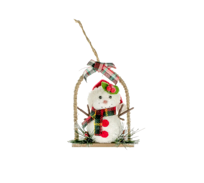 Brown Snowman Swing Ornament