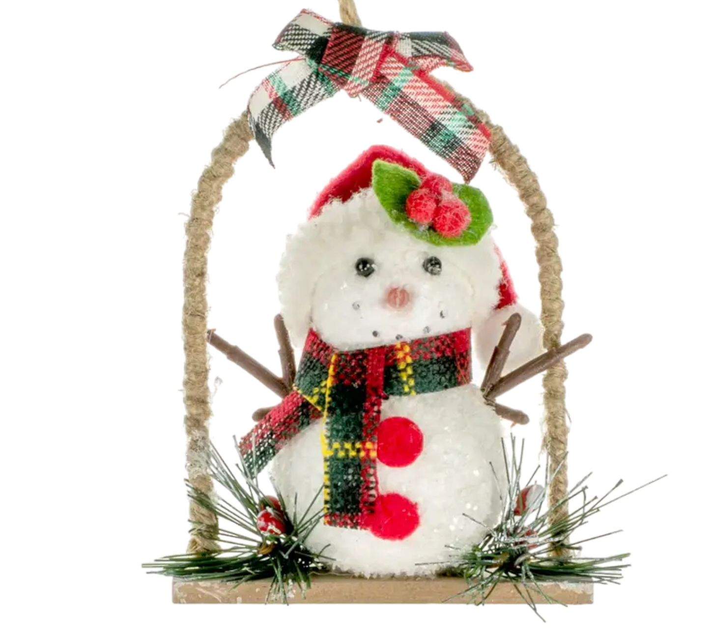 Brown Snowman Swing Ornament