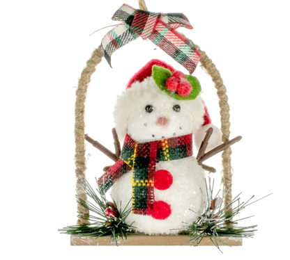 Brown Snowman Swing Ornament