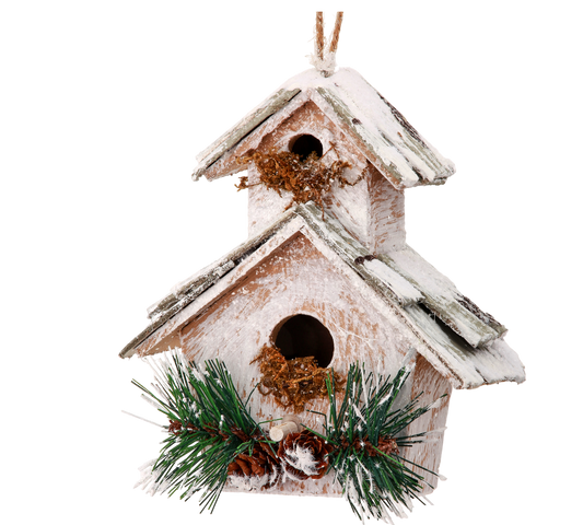 Frosted Birdhouse Ornament - The Sandy Santa