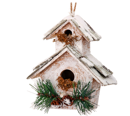 Frosted Birdhouse Ornament