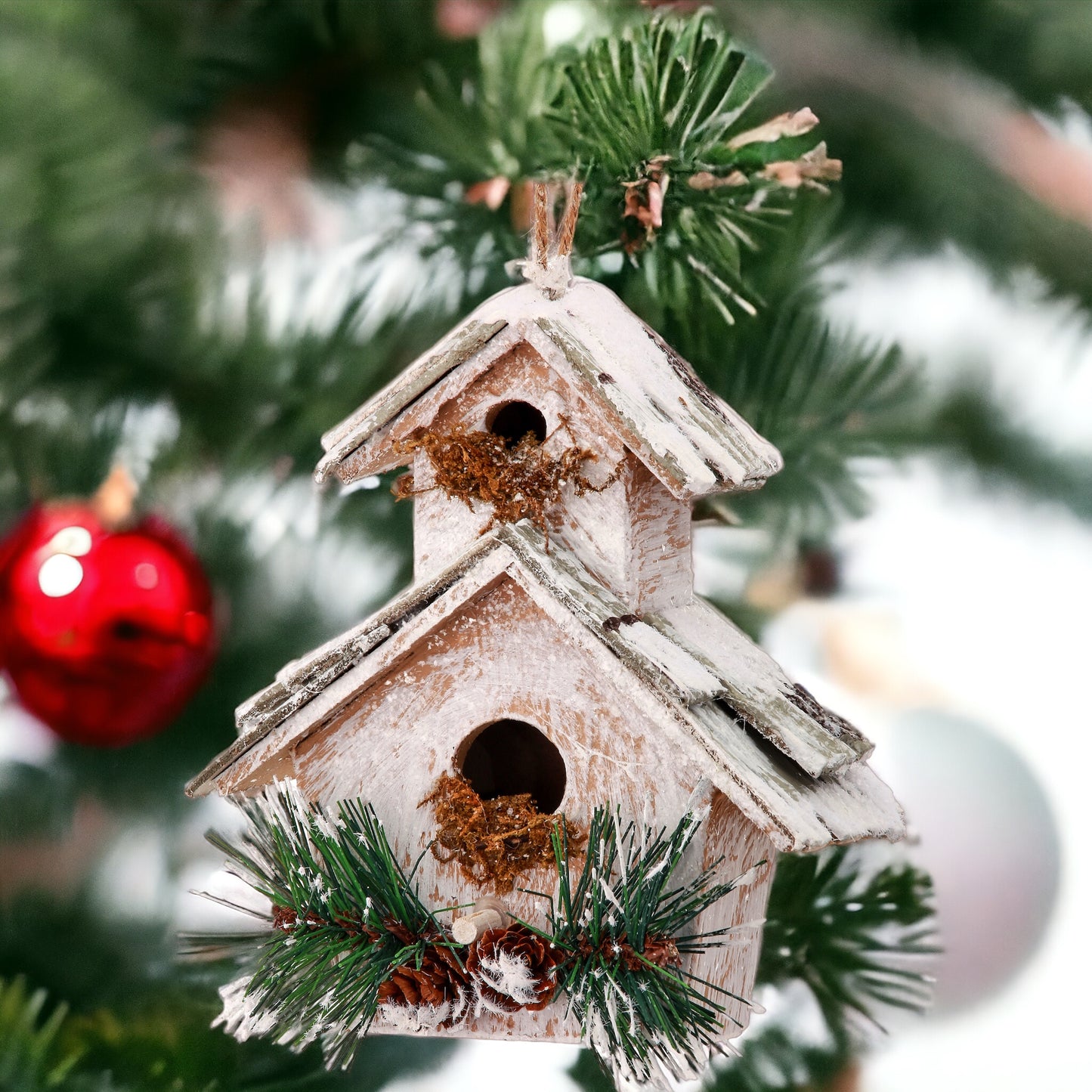 Frosted Birdhouse Ornament