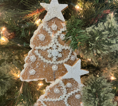 Brown Frosted Gingerbread Tree Spray