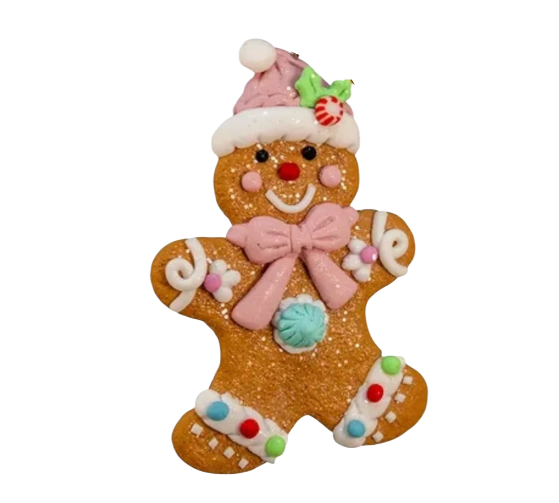 Gingerbread Pink Bow - The Sandy Santa
