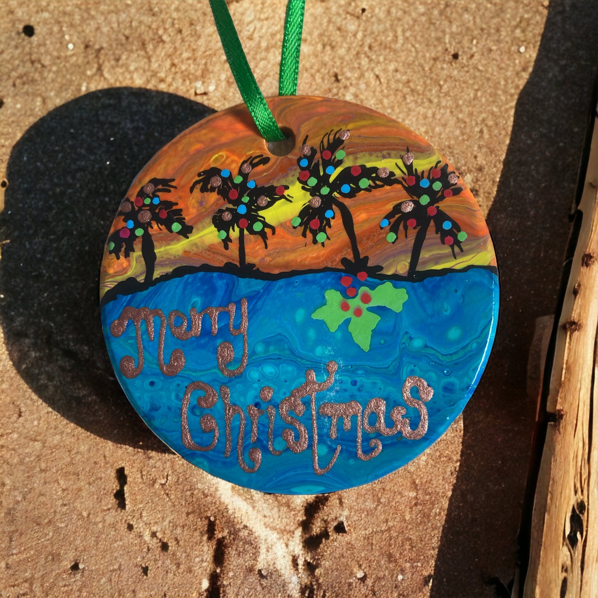 Lighted Palm Tree Ornament (SMD - 01) - The Sandy Santa