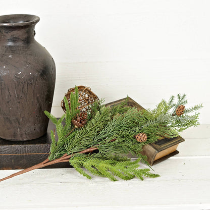 Soft Touch Pine Pick w/Pinecones - The Sandy Santa