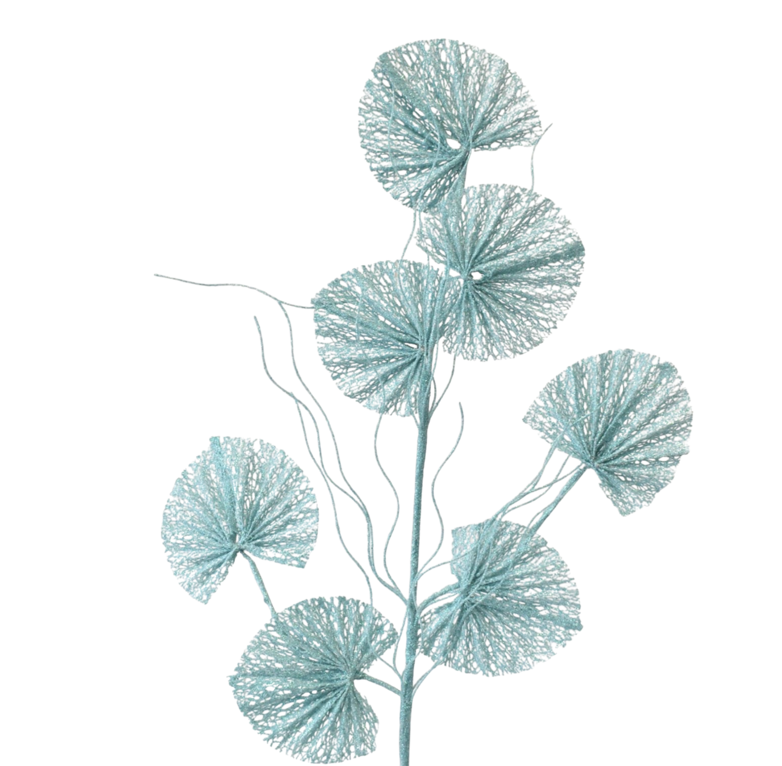 Light Aqua Coral Fan Leaf Spray - The Sandy Santa