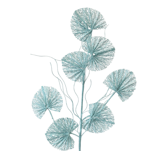 Light Aqua Coral Fan Leaf Spray - The Sandy Santa