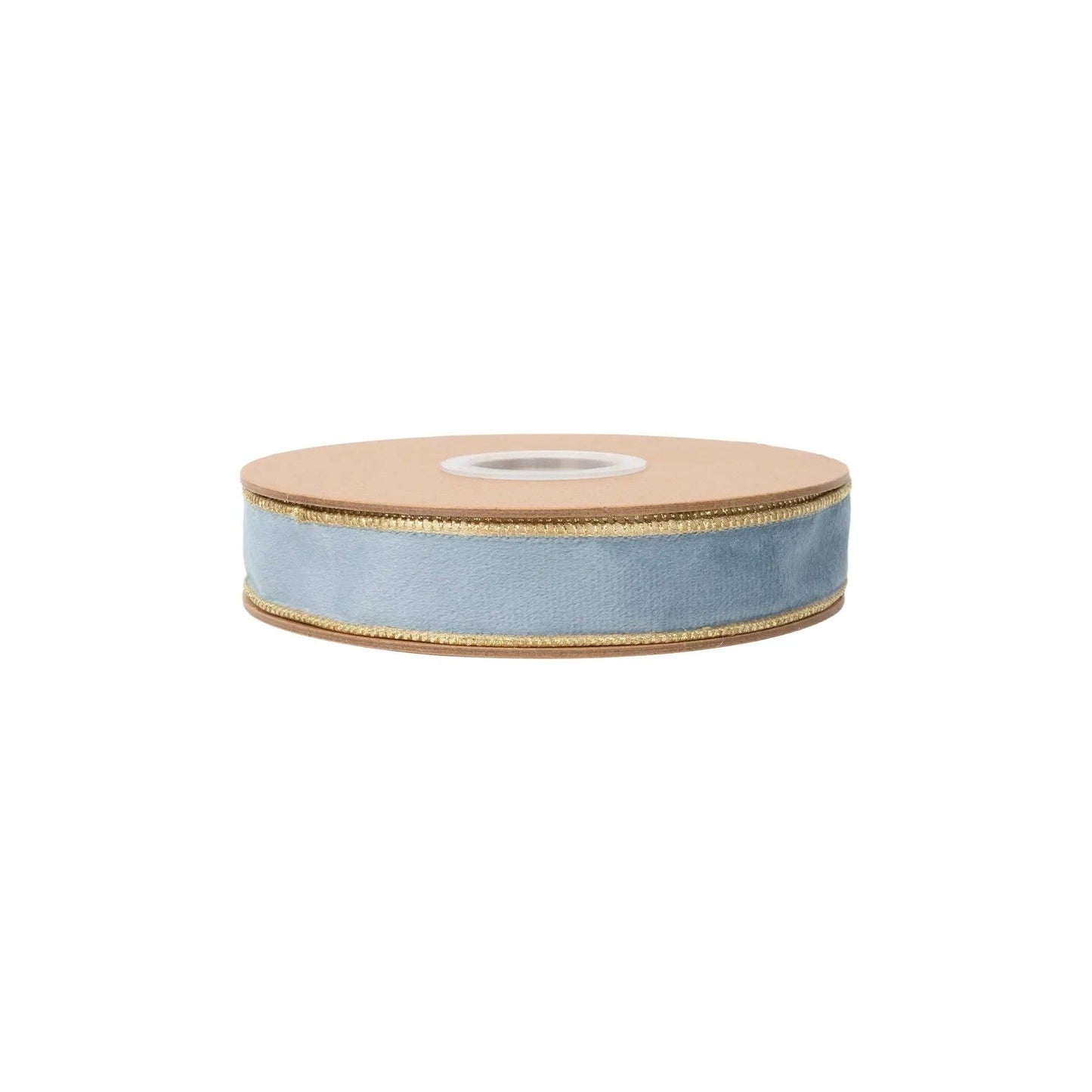1" Capri Blue/Gold Velvet Wired Ribbon
