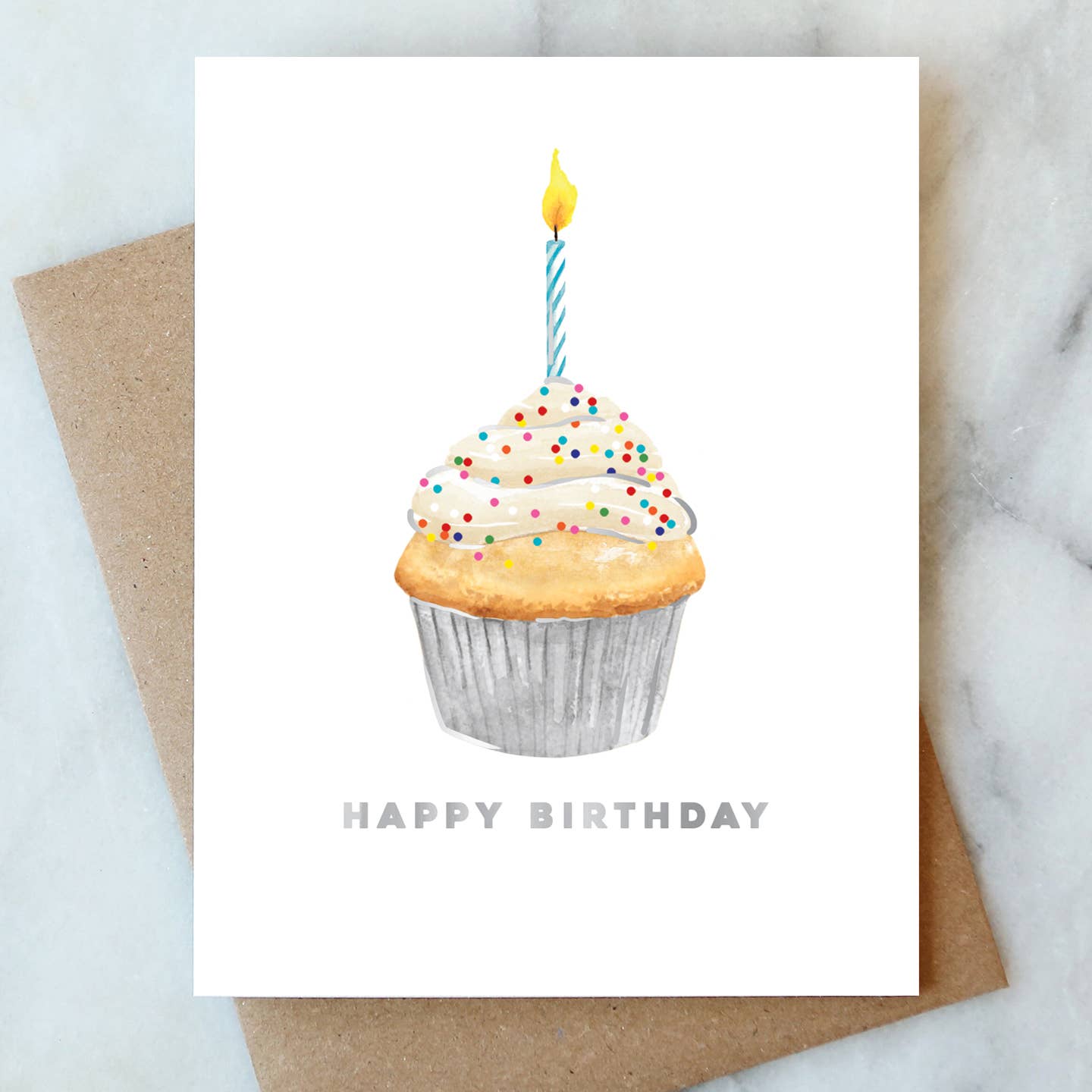 Cupcake Birthday Greeting Card - The Sandy Santa