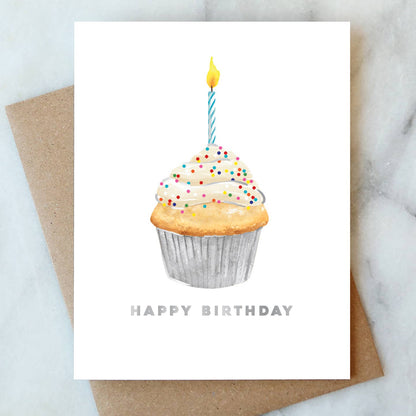 Cupcake Birthday Greeting Card - The Sandy Santa