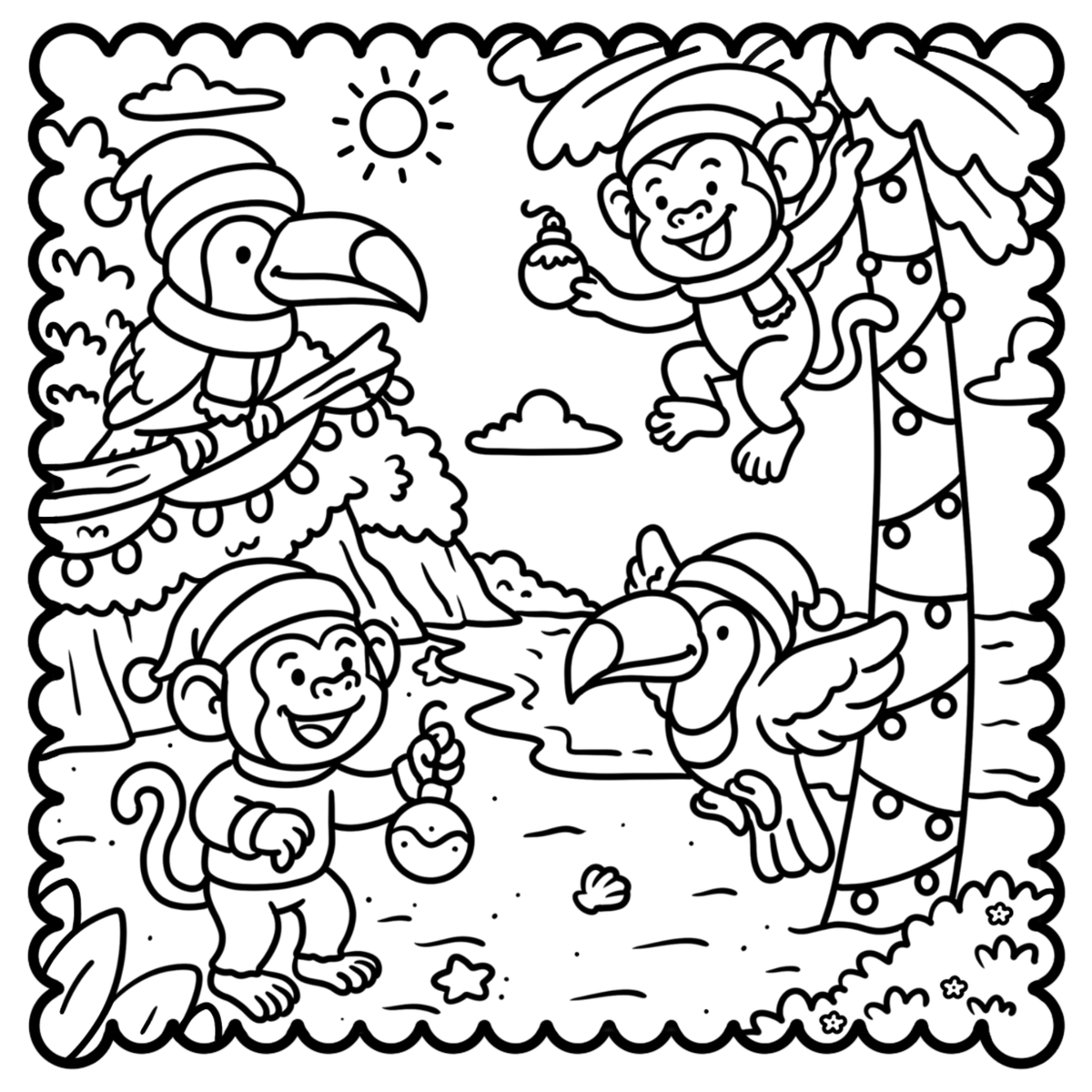 Santa on the Sand: A Tropical Christmas Coloring Book