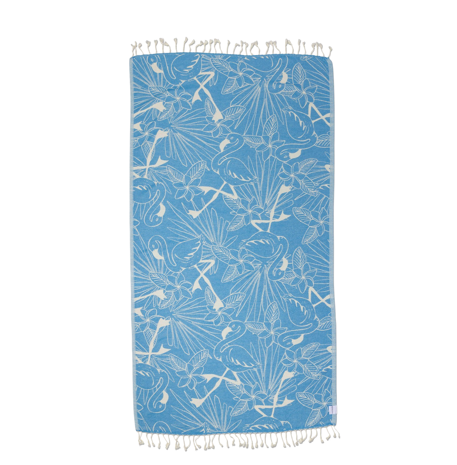 Blue Tropical Flamingo Cotton Turkish Towel - The Sandy Santa