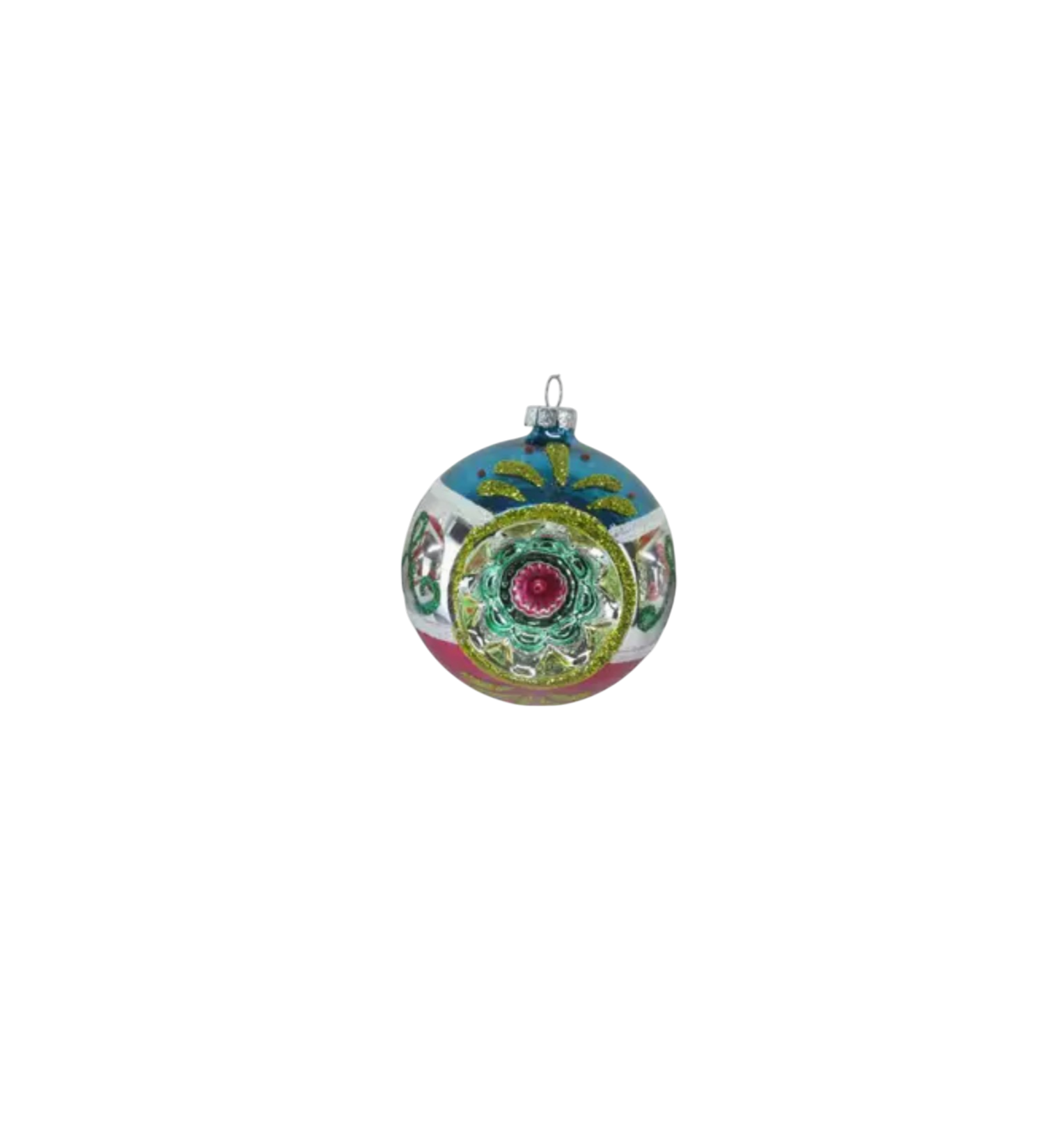 Blue/Pink Vintage Ball Orn - The Sandy Santa