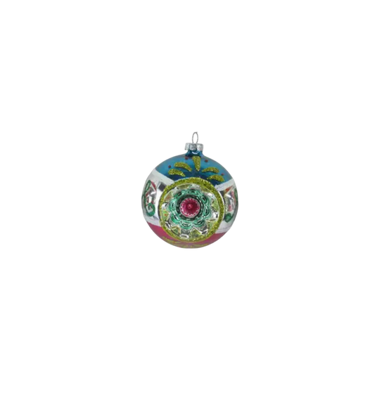 Blue/Pink Vintage Ball Orn - The Sandy Santa